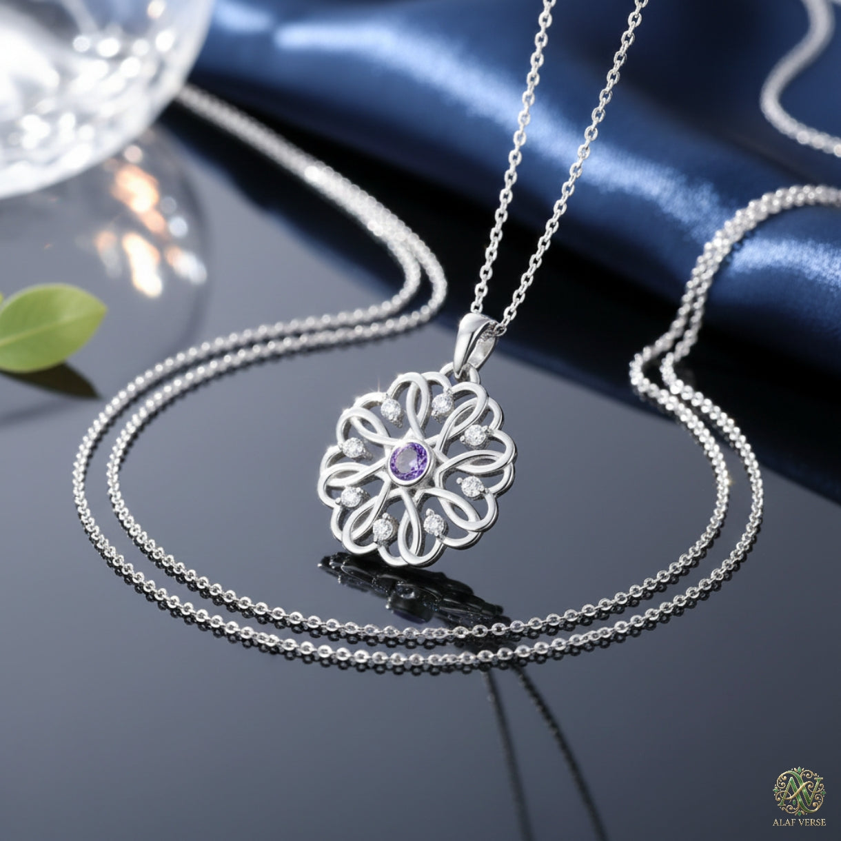 🌙💫Silver Birthstone Pendant with Chain – Pack of 1 ✨💎