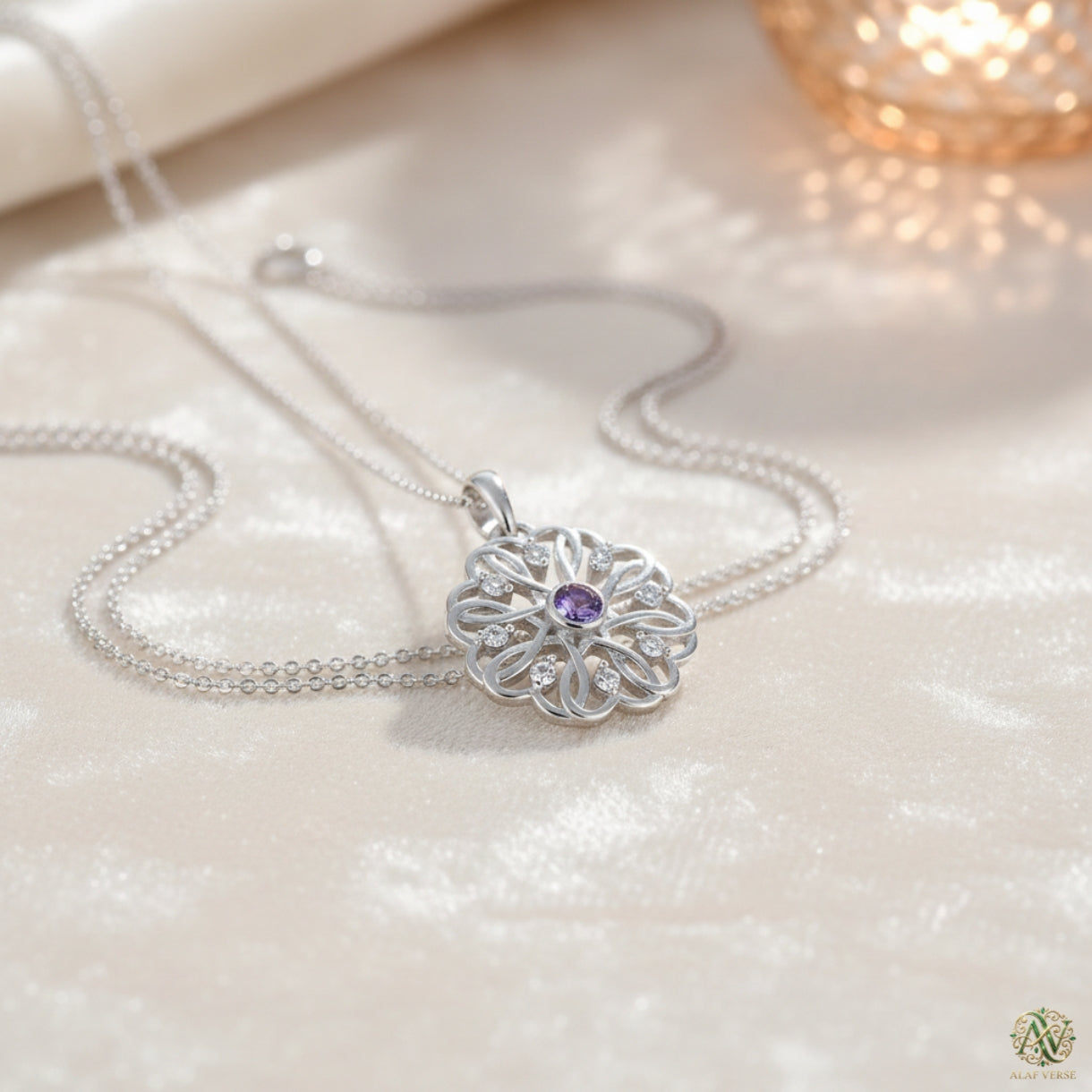 🌙💫Silver Birthstone Pendant with Chain – Pack of 1 ✨💎