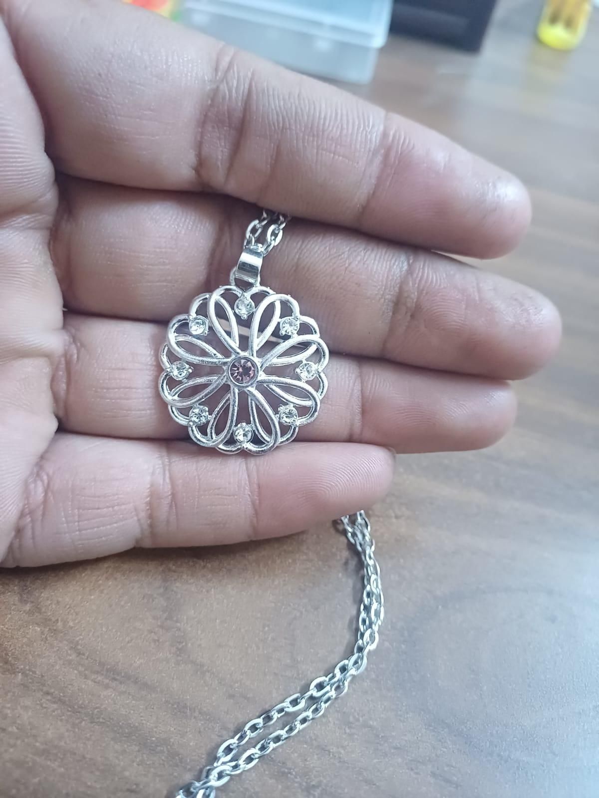 🌙💫Silver Birthstone Pendant with Chain – Pack of 1 ✨💎